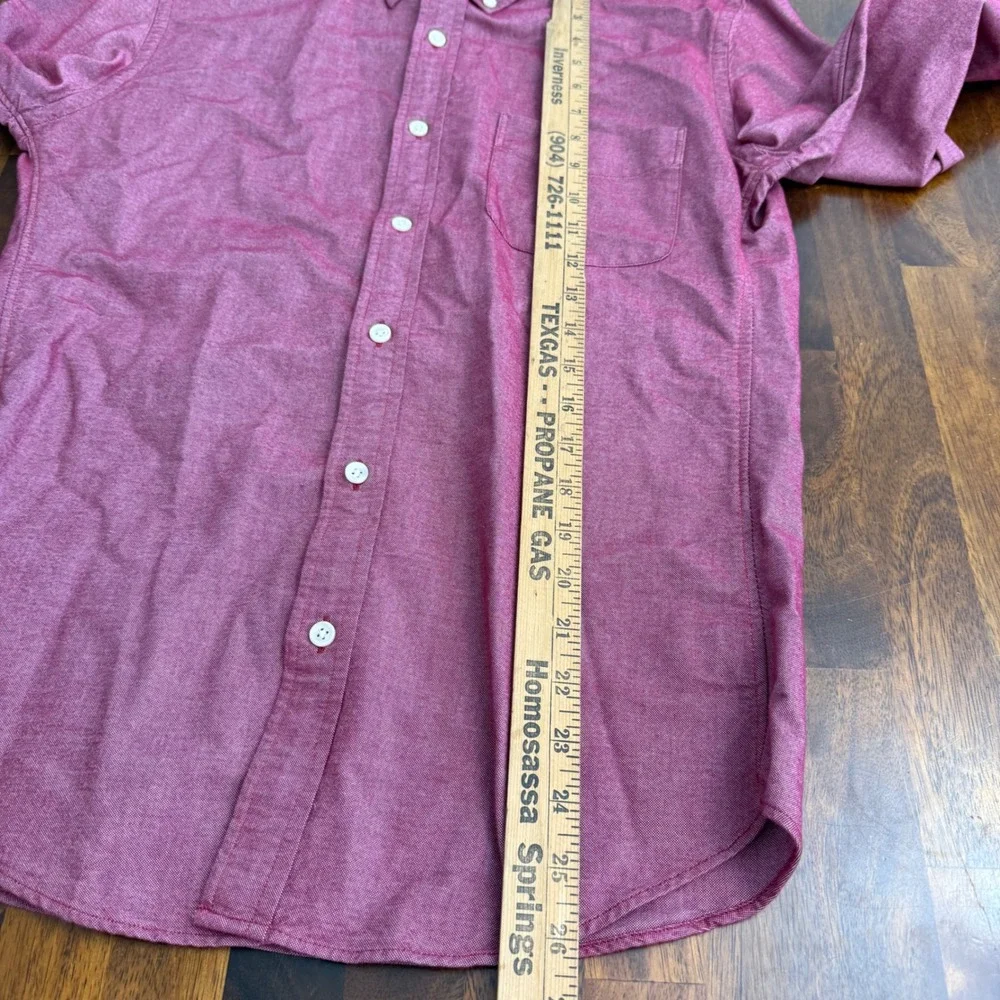 J.Crew Mens Slim Fit Oxford Button Down Shirt Red‎ Heather Medium Long Sleeve